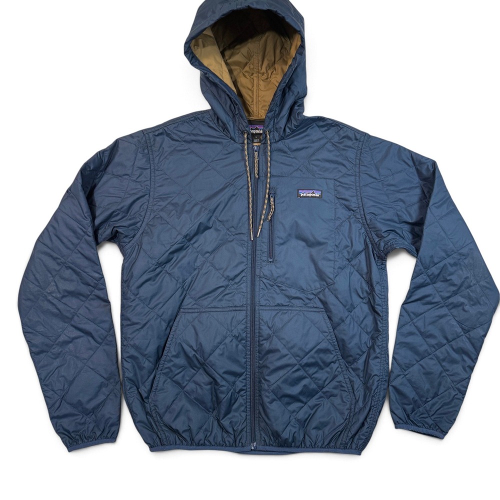 Patagonia Diamond Quilted Bomber Hoody Jacket Mens Small Navy Blue 27610